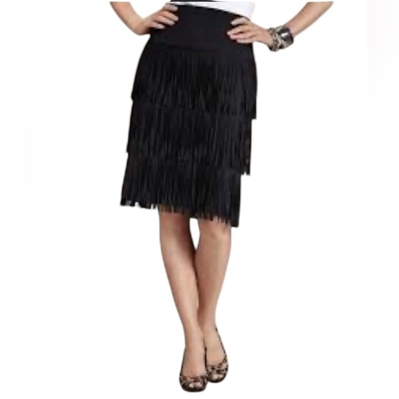 Chico’s Fancy Fringe Skirt Size 1 - Picture 1 of 7